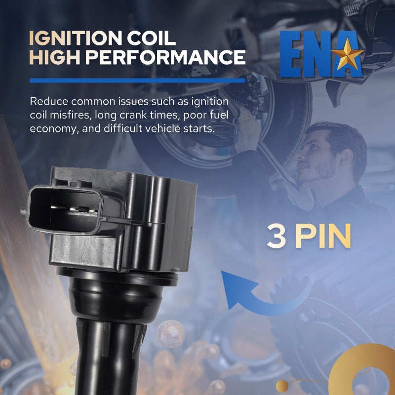 ENA Set of 4 Ignition Coil Pack 1.8 Compatible with Nissan 2002 2003 2004 2005 2006 Sentra, 2001-2005 Almera 1.8L L4 Coils Replacement for UF351 UF548 5C1394 521745 224336N015 224486N015 - Image 4